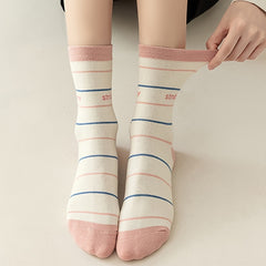 5 Pairs Fruit Print Socks Ruffle Curling Stockings