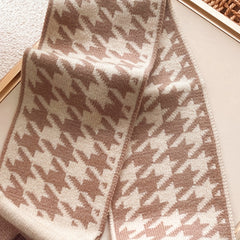 Houndstooth Knit Neck Scarf Art Print Scarf