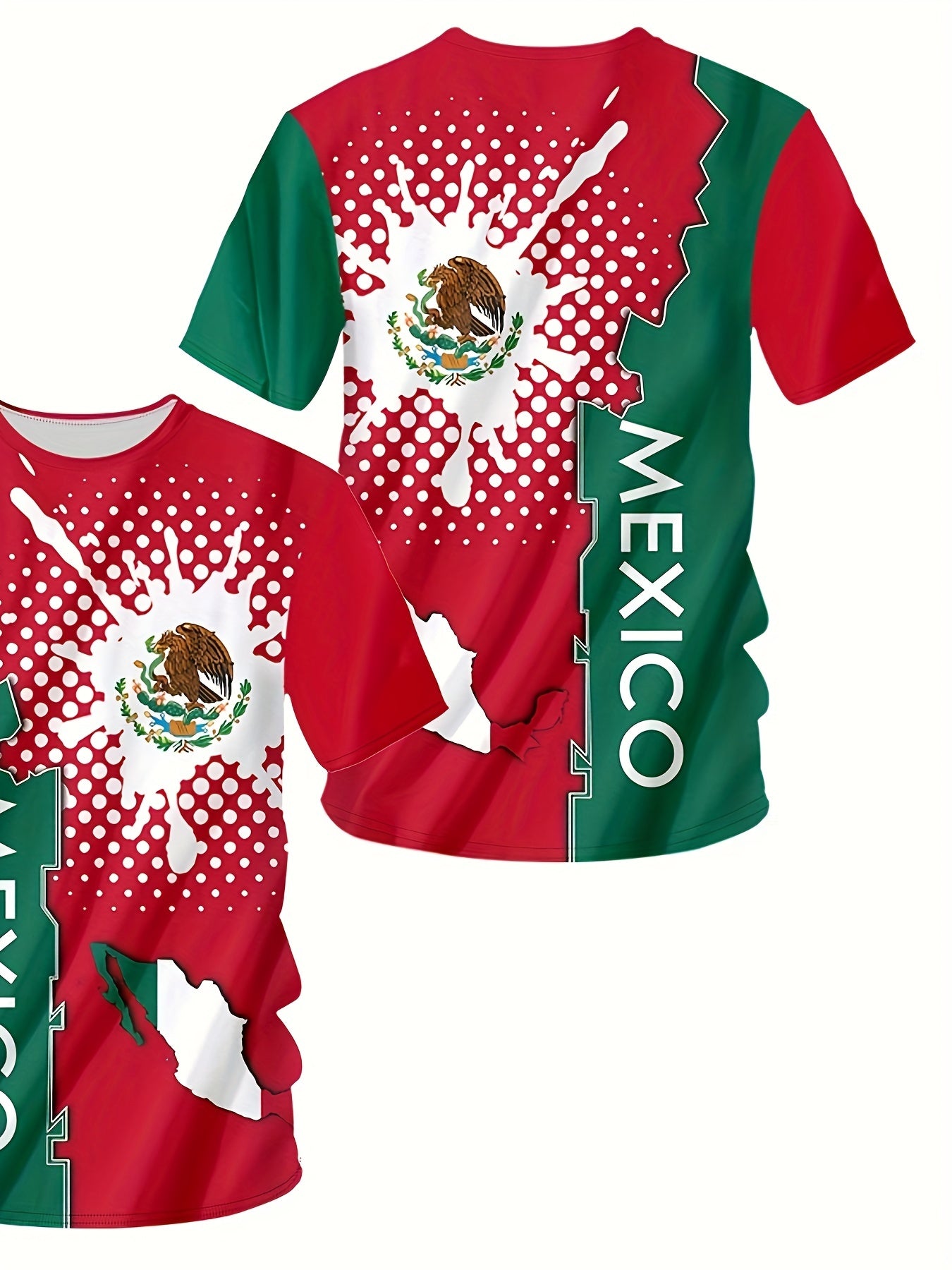 MEXICO Eagle Pattern Men's Block Short Sleeve Sports T shirt