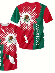MEXICO Eagle Pattern Men's Block Short Sleeve Sports T shirt