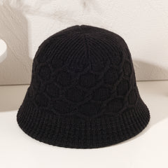 Woolen Knitted Plaid Bucket Hat for Women