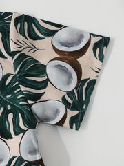2pcs Boys Teen Coconut Graphic Print Shirt & Shorts Set for Summer