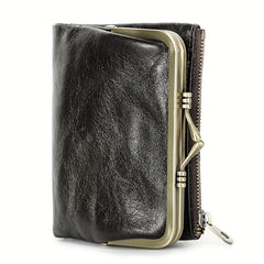Vintage Leather RFID Blocking Wallet with Zipper Closure