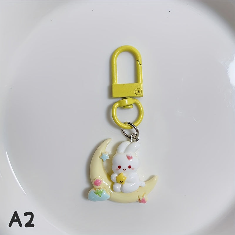 Animal Mini Keychain Pendant Rabbit Cat Keyring Earphone Case Decoration