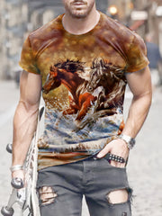 Horse 3D Print Men's Short Sleeve T-shirt Graphic Tee Men's Summer Clothes