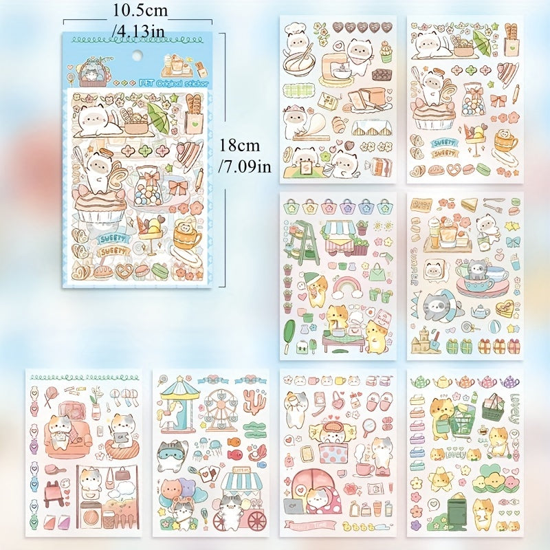 8pcs Cartoon Animal Stickers Pack Waterproof for Cup Laptop Scrapbook Notebook