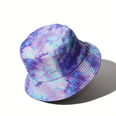 Tie Dye Printed UV Protection Bucket Hat for Outdoor Activities