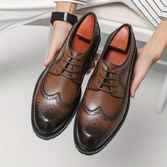 Men's Lace Up PU Business Casual Shoes Slip Low Top Classic