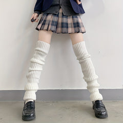 Ribbed Knit Leg Warmers Knee High Socks Women's Stockings