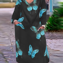 Butterfly Maxi Dress with Pockets