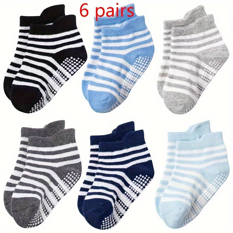 Kids Non-Slip Sports Socks, 6 Pairs, Boys & Girls