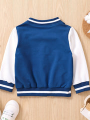 Toddler Contrast Buckle Fall Winter Jacket Baseball Uniform Sports Coat