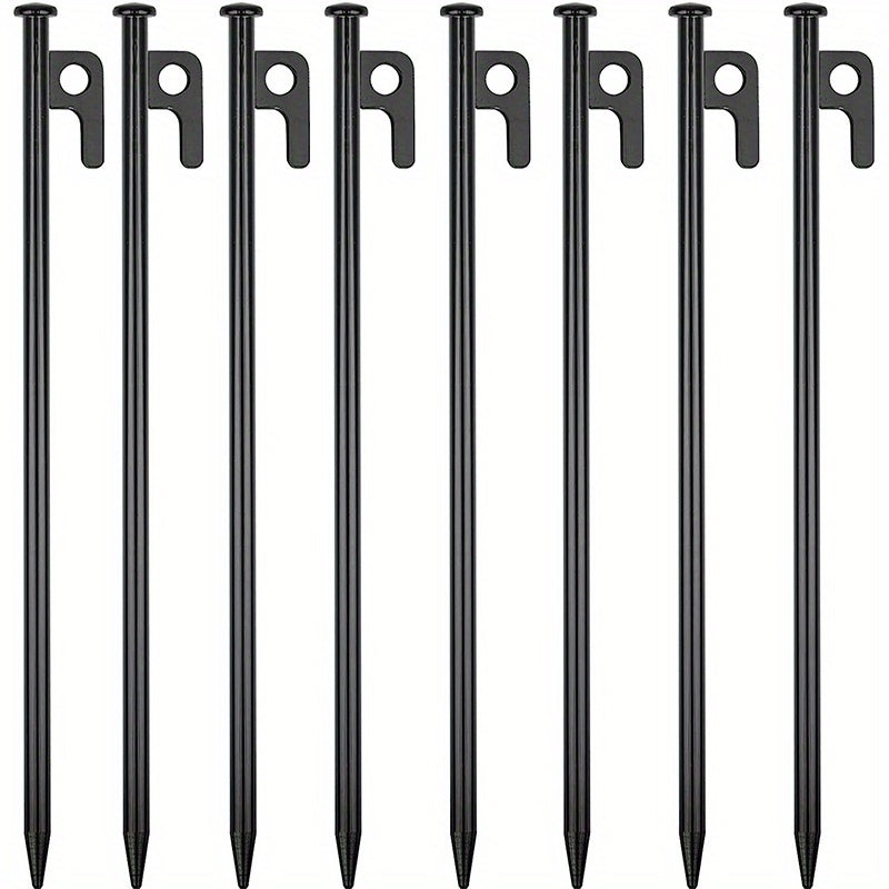 8pcs 12 Inch Steel Tent Stakes for Unbreakable Camping