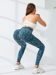 Camouflage Pattern Sports Leggings High Waist Elastic Running Workout Tight Pant