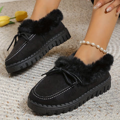 Women's Fluffy Short Boots Thermal Slip On Snow Boots