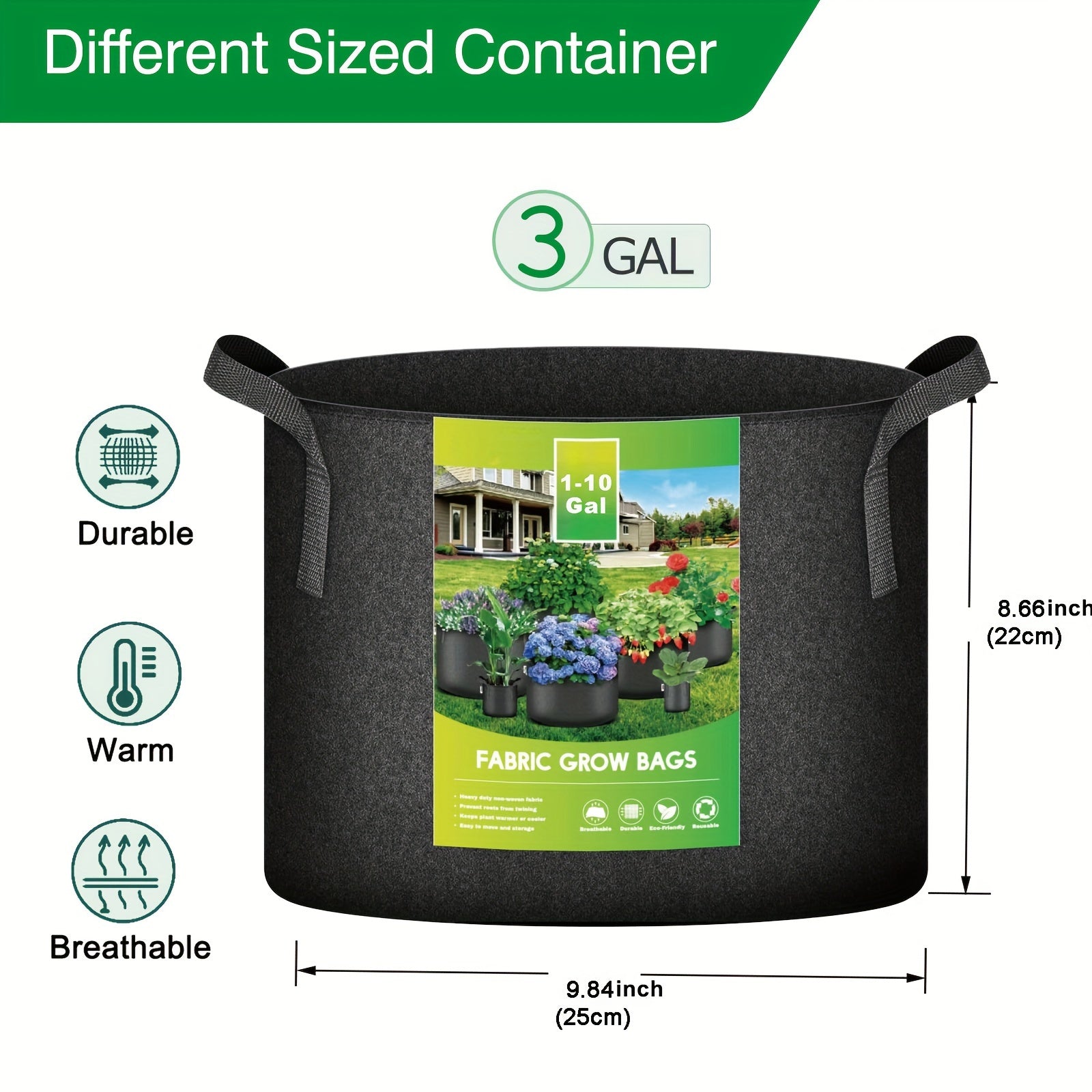 10 Packs 18.93 L Grow Bags Fabric Pots with Handles