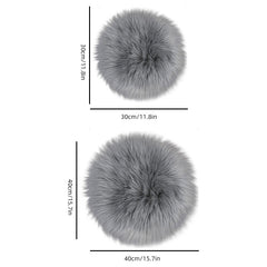 Grey Faux Fur Area Rug 12" Round Chair Pad Mat