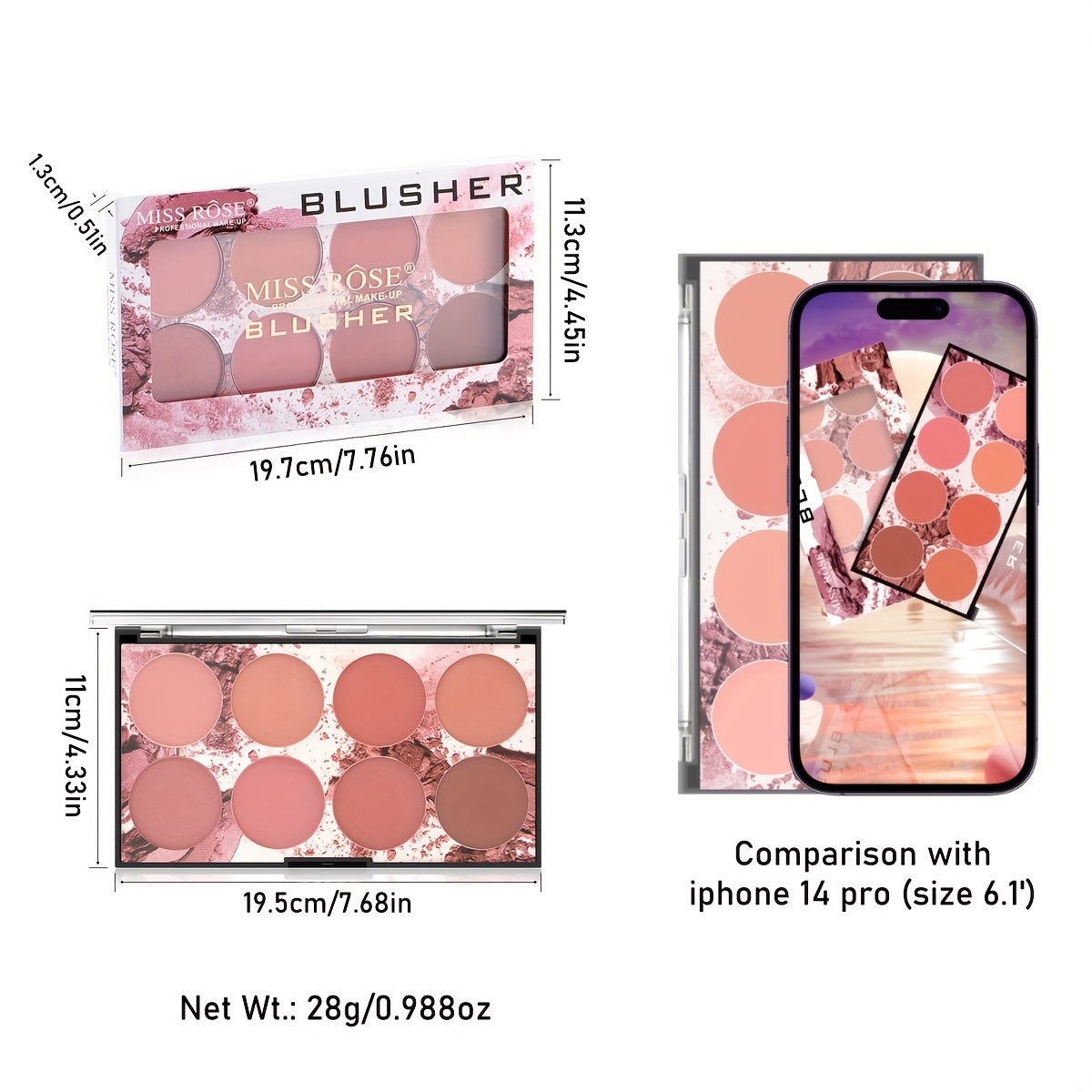Sunset Blush Palette Matte Finish Highlighting Correcting Blush