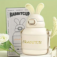 580ml Outdoor Bunny Ears Water Bottle with Straw