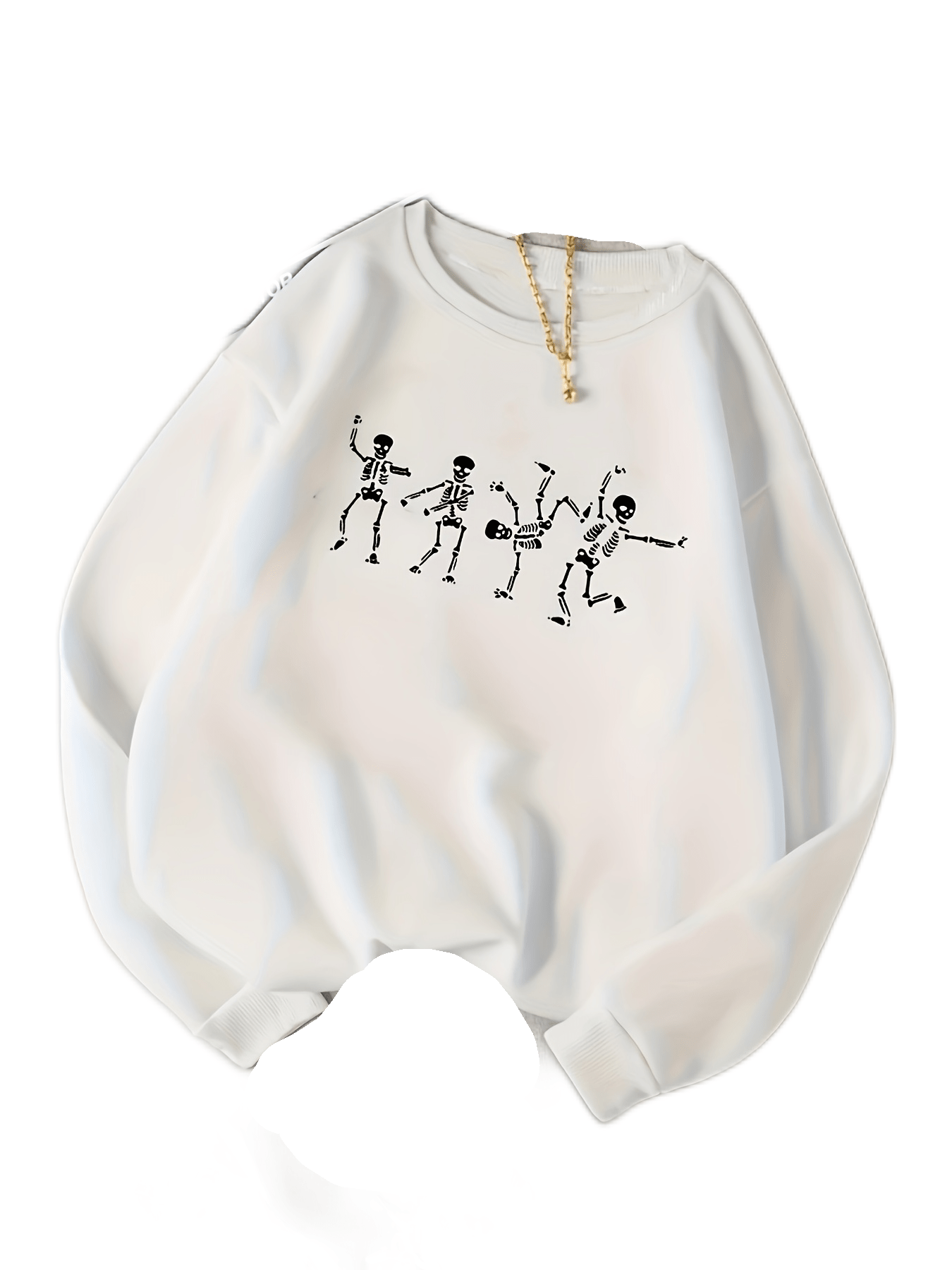 Skull Print Sweatshirt Long Sleeve Casual Crew Neck Women's Clothing