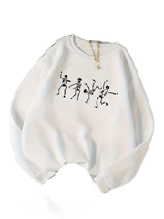 Skull Print Sweatshirt Long Sleeve Casual Crew Neck Women's Clothing