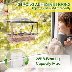 Metal Window Bird Feeder Shockproof Hanging 5.08 cm 1 Detachable Bird Feeders