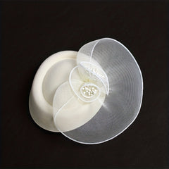 Beige Mesh Flower Fascinators Hat Derby Wedding Cocktail Tea Party