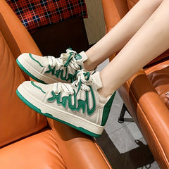 Women's Letter Pattern Breathable Skate Shoes Lightweight Sports Sneakers