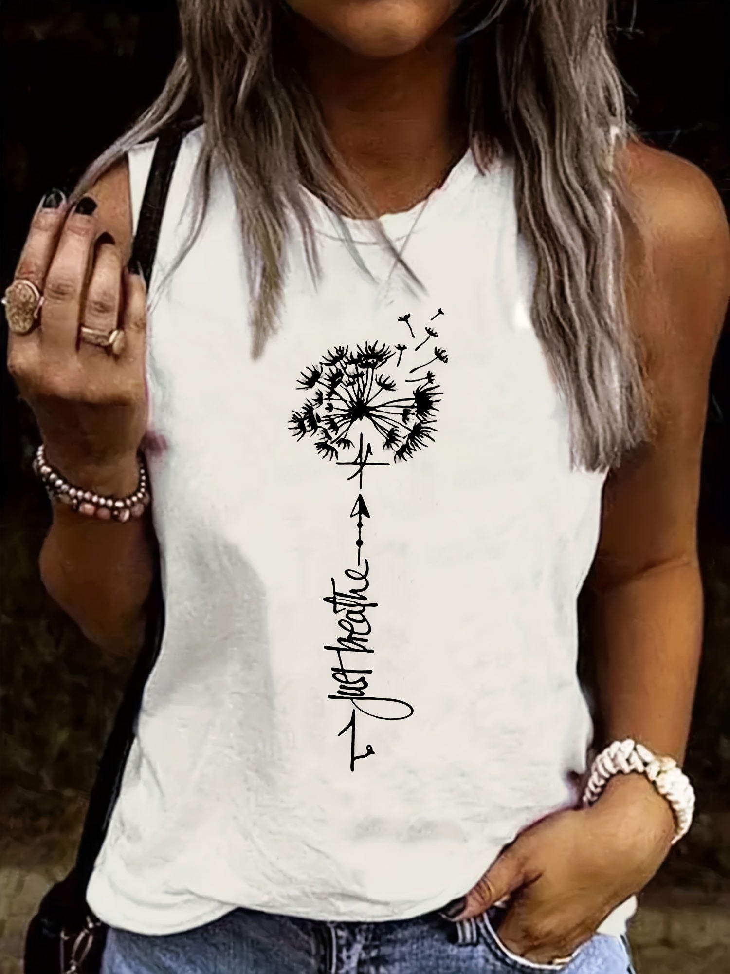 Dandelion Print Tank Top Women's Sleeveless Summer Tank Top