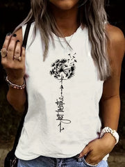 Dandelion Print Tank Top Women's Sleeveless Summer Tank Top