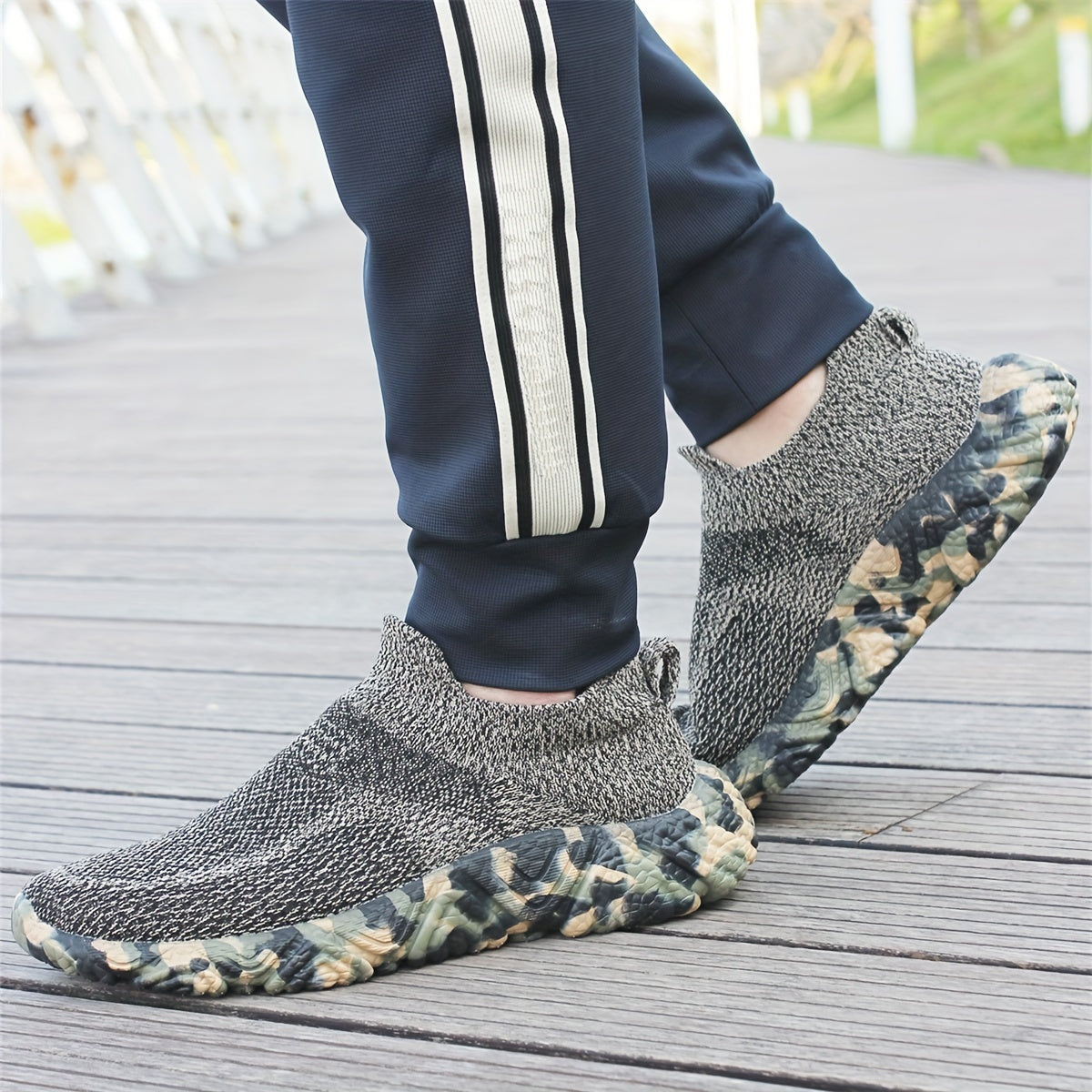 Men's Camo Breathable Slip On Sock Shoes Non slip Sneakers