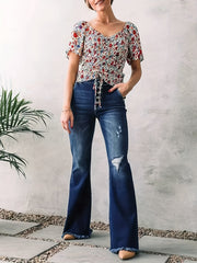 Solid Ripped High Rise Skinny Jeans