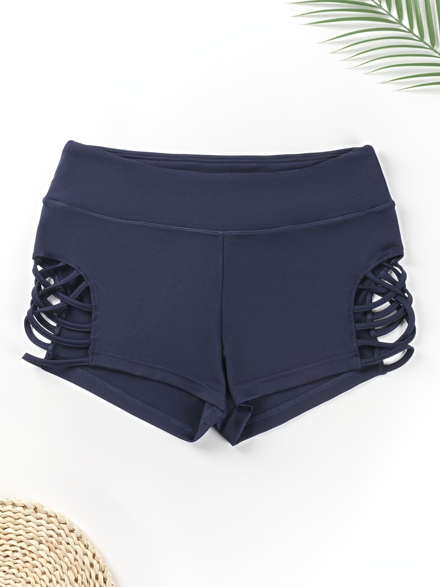 Cut Out Criss Cross High Rise Fitness Shorts