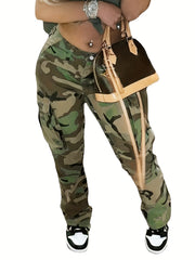 Women's Plus Camo Print Cargo Denim Pants