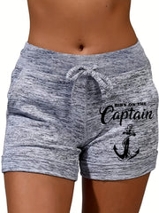 Anchor Print Drawstring Shorts Women's Casual Shorts
