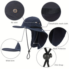 Outdoor Sun Hat with Neck Flap Wide Brim UPF 50
