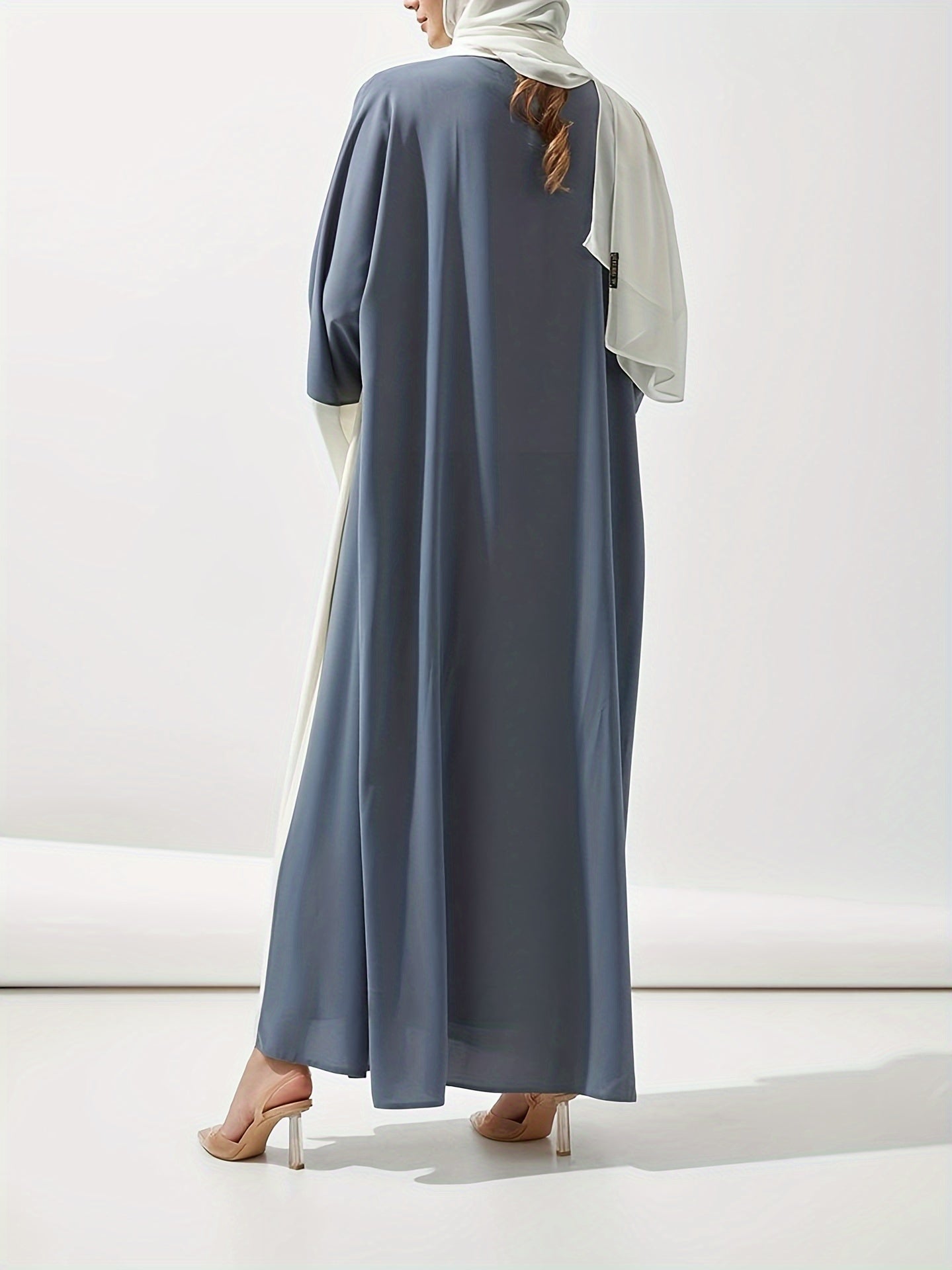 Modest Abaya Dress Women's Plus Colorblock Long Sleeve