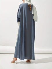 Modest Abaya Dress Women's Plus Colorblock Long Sleeve