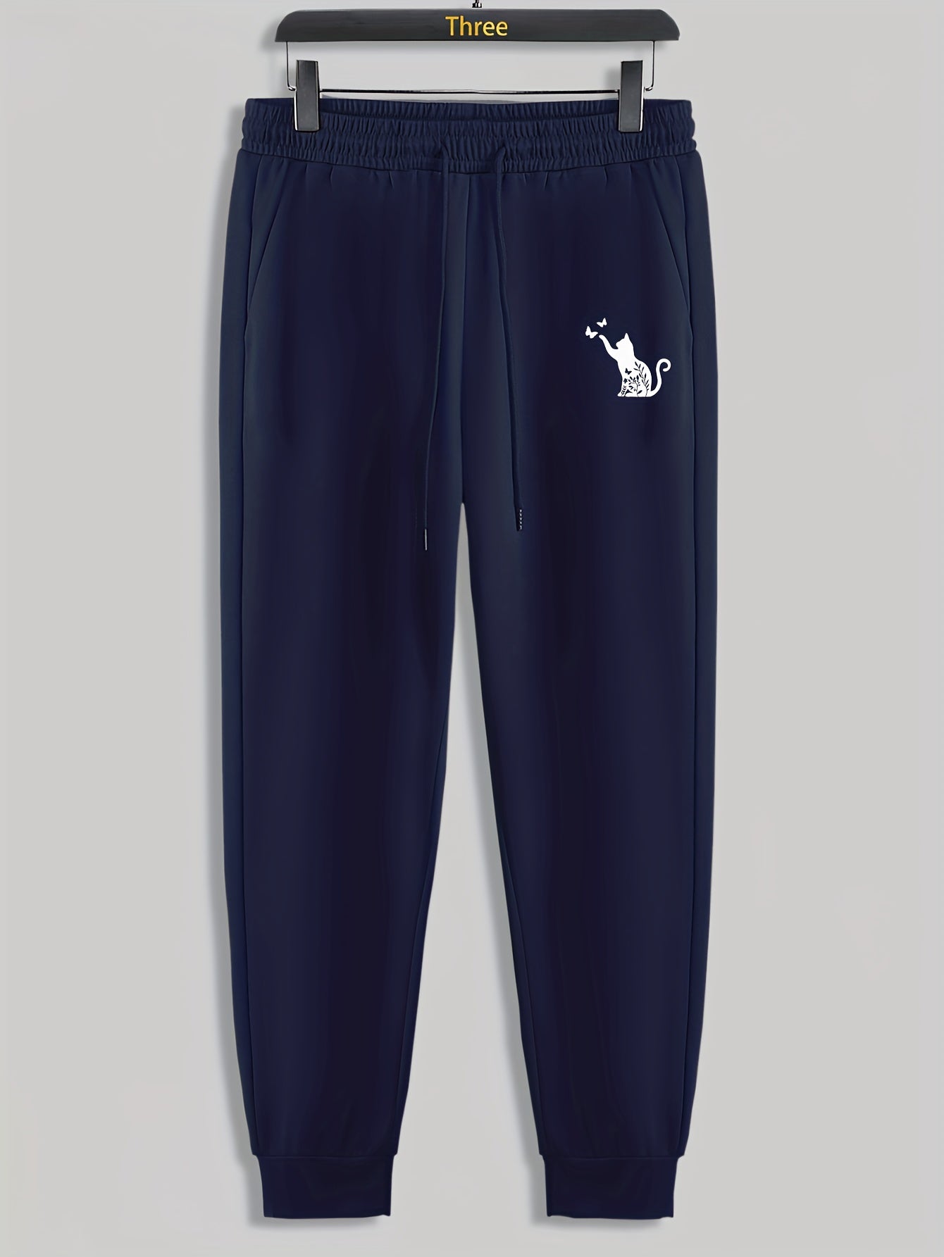 Cat Butterfly Print Men's Drawstring Sweatpants Casual Trousers