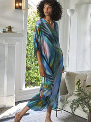 Boho Long Kaftan Dress Long Sleeve Cover Up Vacation Dress