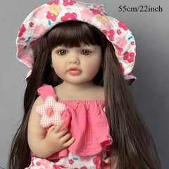 22" Pink Vinyl Reborn Baby Girl Doll Lifelike Princess Toddler Art