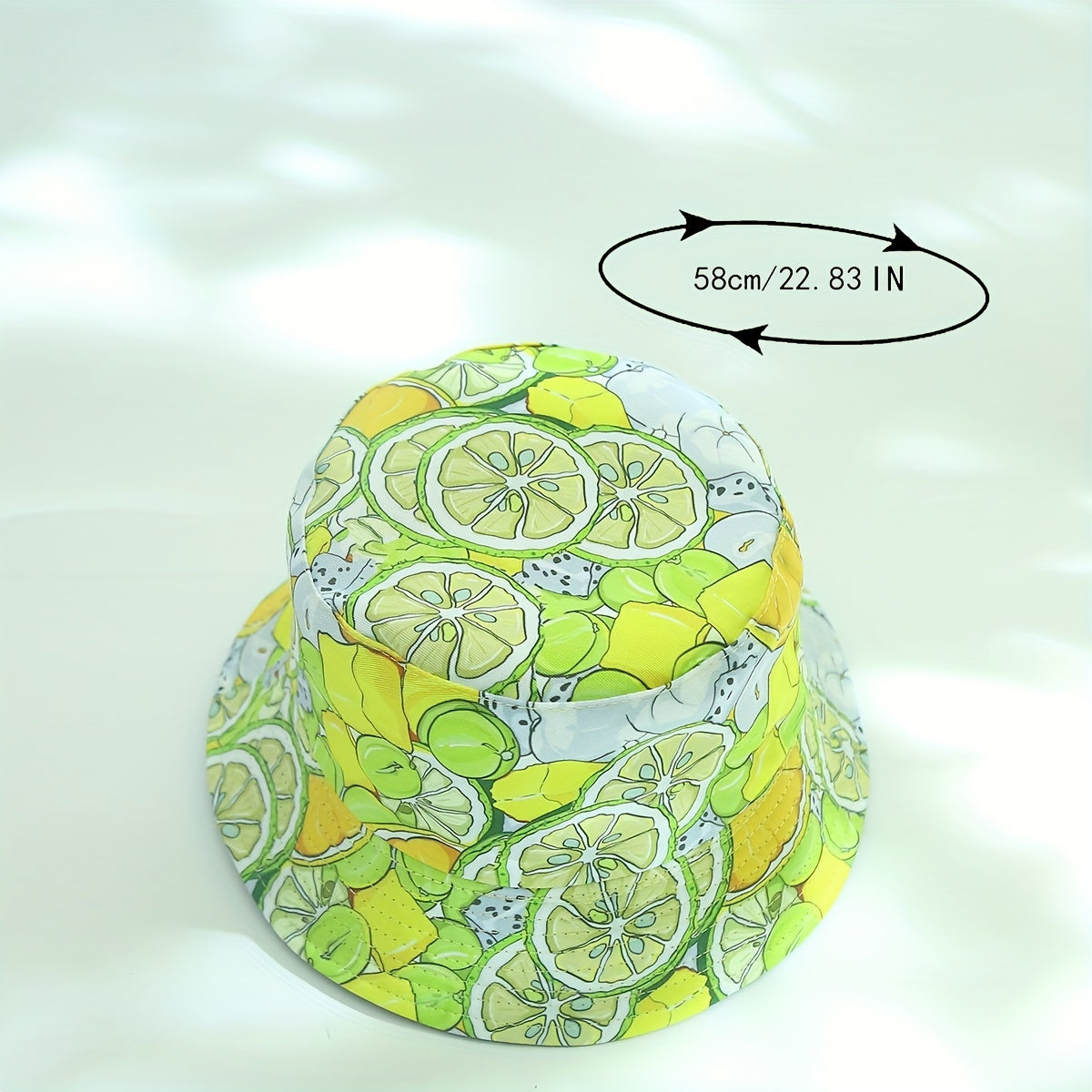 Yellow Lemon Print Reversible Bucket Hat for Women