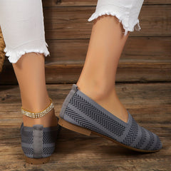 Women's Soft Knit Flat Shoes with Square Toe