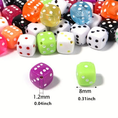 30pcs 8mm Colorful Dice Acrylic Beads for DIY Jewelry Making