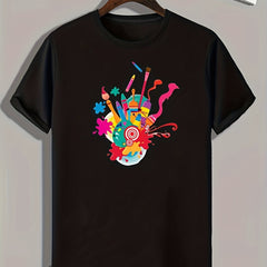 Brush & Palette Print Men's Comfy T-shirt for Outdoor Summer