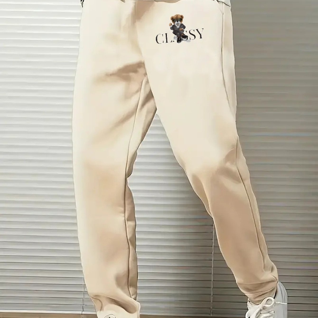 Classy Bear Comfy Drawstring Joggers Men's Casual Loose Fit Pants