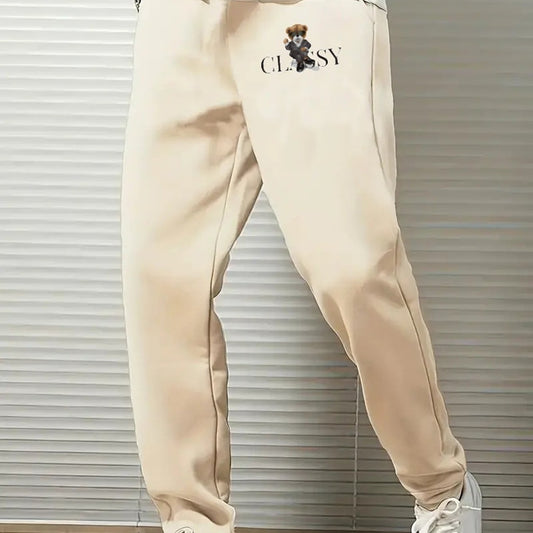 Classy Bear Comfy Drawstring Joggers Men's Casual Loose Fit Pants