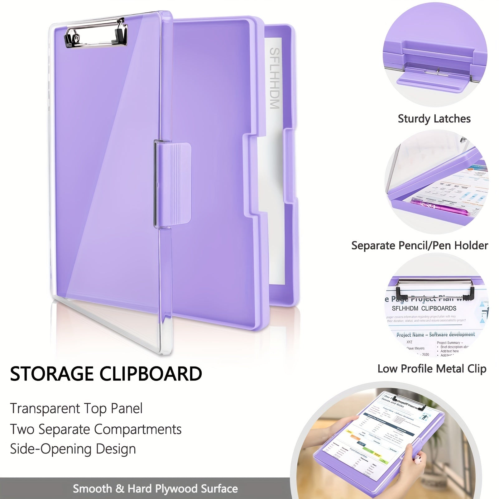 Heavy Duty Clipboard with 2 Storage Cases - Clear Top Panel & Side Opening
