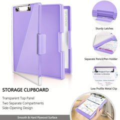 Heavy Duty Clipboard with 2 Storage Cases - Clear Top Panel & Side Opening