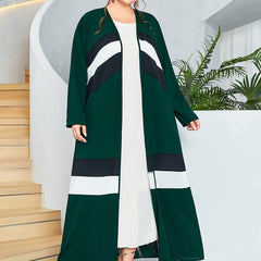 Striped Kaftan Dress Women's Abaya Robe Arabian Dress
